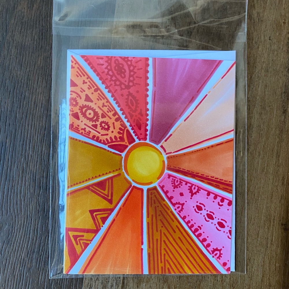 Handmade card with envelope and sticker